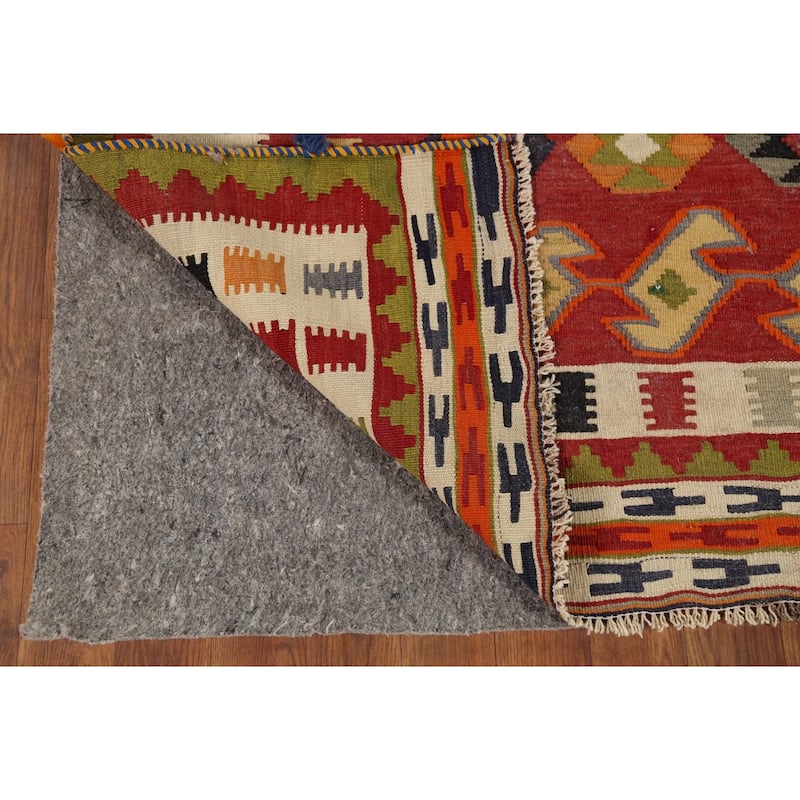 Vegetable Dye Kilim Qashqai Persian Antique Wool Carpet - 5'1"x 8'8"