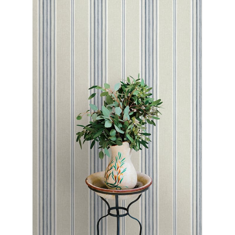 Chesapeake Calvados Blue Linen Stripe Wallpaper