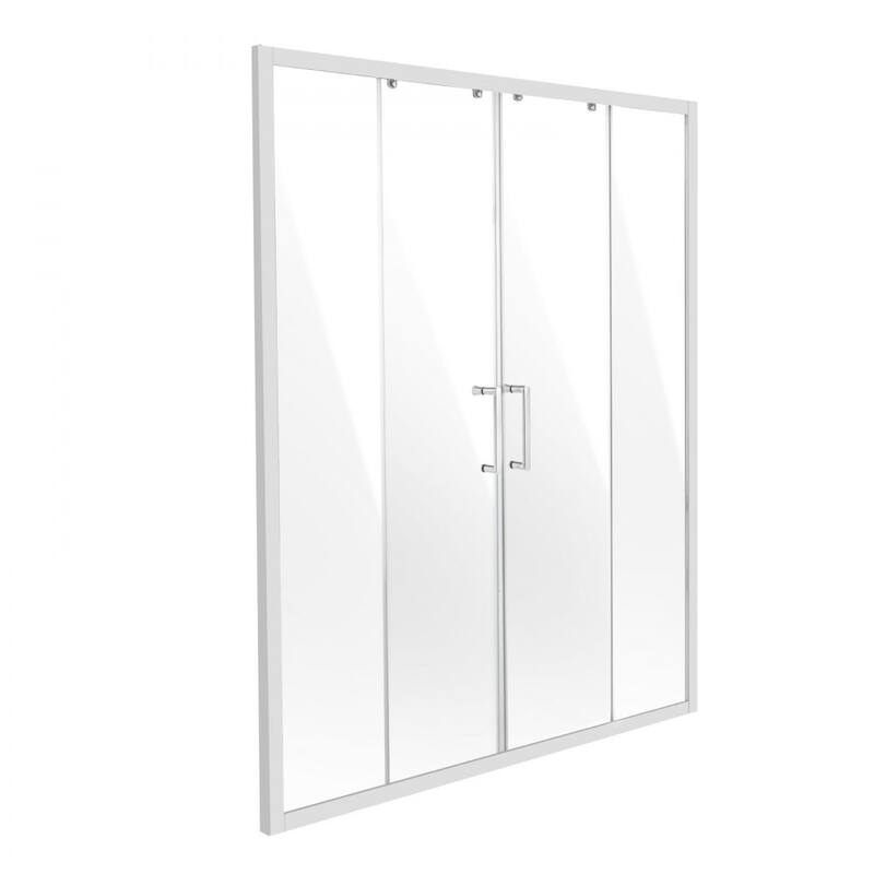 Chrome Double Sliding Shower Door with Tempered Glass and Aluminum Frame - 59 x 70 x 3.5 in