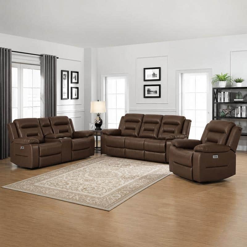 3-Piece Power Reclining Faux Leather Living Room Set with USB & USB-C Ports