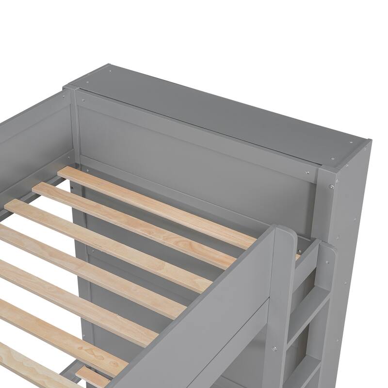 Twin over Twin Wood Bunk Bed with Drawers