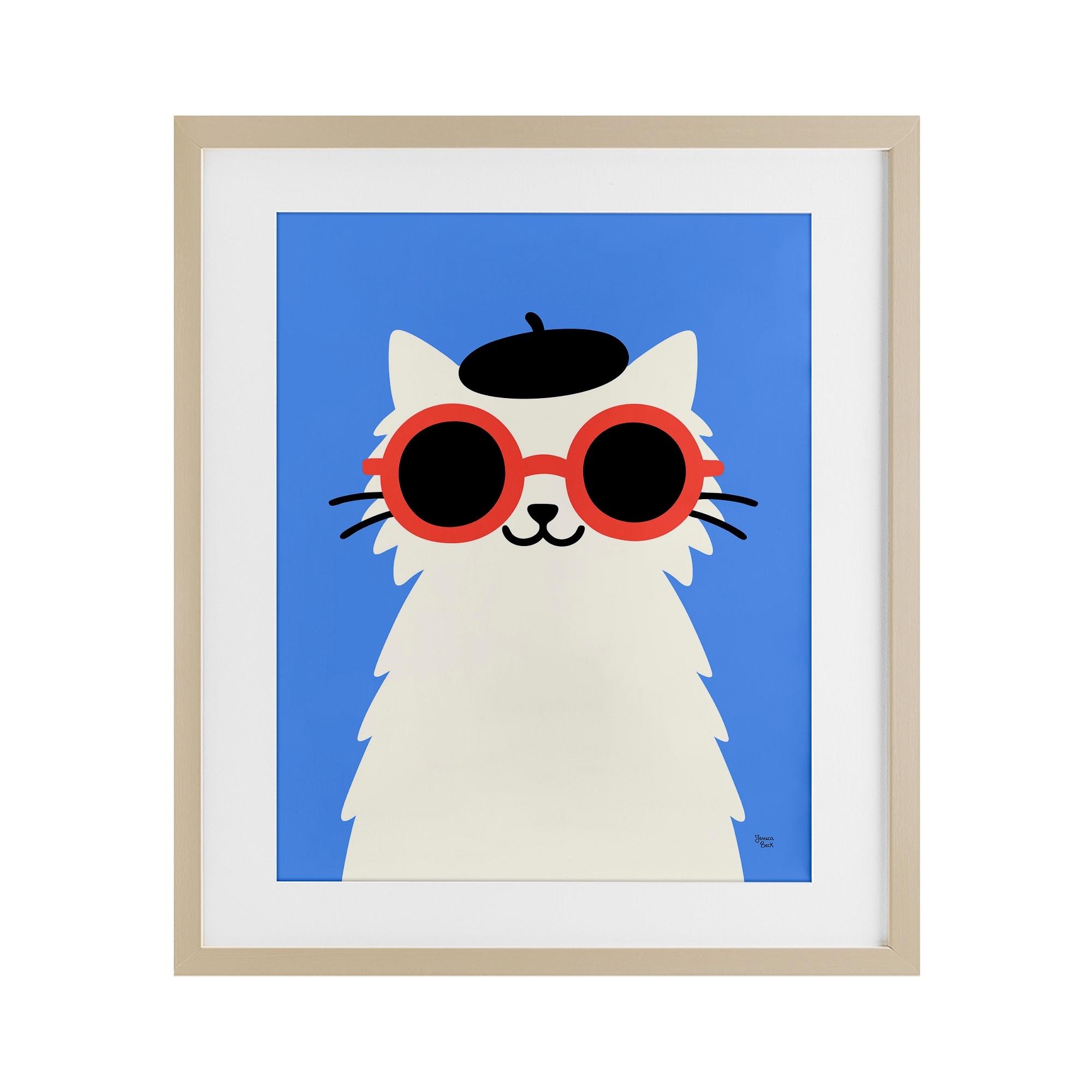 Stupell Stylish French Cat Under Glass Framed Design By Jessica Beck