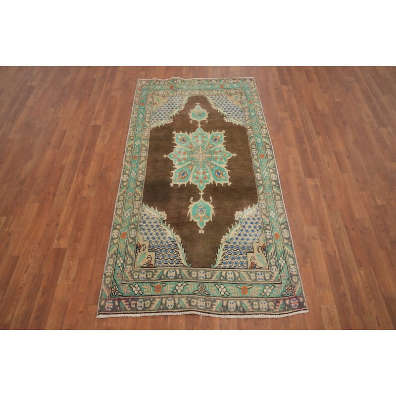 Hand Knotted Oriental 100% Wool Carpet Traditional Medallion Brown Tabriz Area Rug - 6' 2'' X 3' 4''