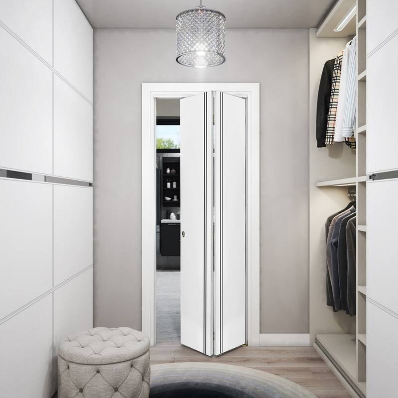 Bi-fold Doors 56 x 80 Planum 0016 White Silk with Sturdy Tracks