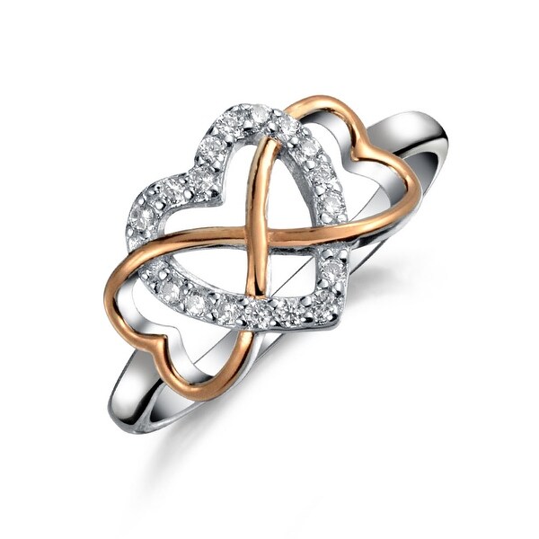 New 925 Sterling Silver Cubic Zirconia CZ Infinity Heart Love Promise Ring Band