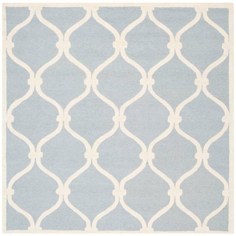 SAFAVIEH Handmade Cambridge Catharien Modern Moroccan Wool Rug - 6' Square - Blue/Ivory