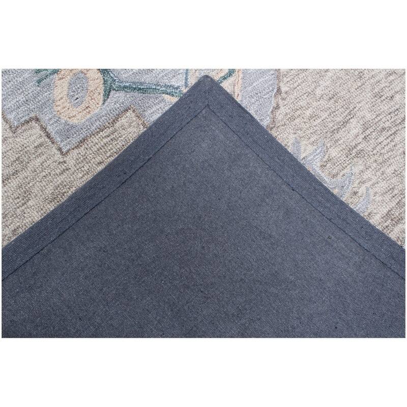 Handmade Delphi Collection Beige/Blue Wool Area Rug