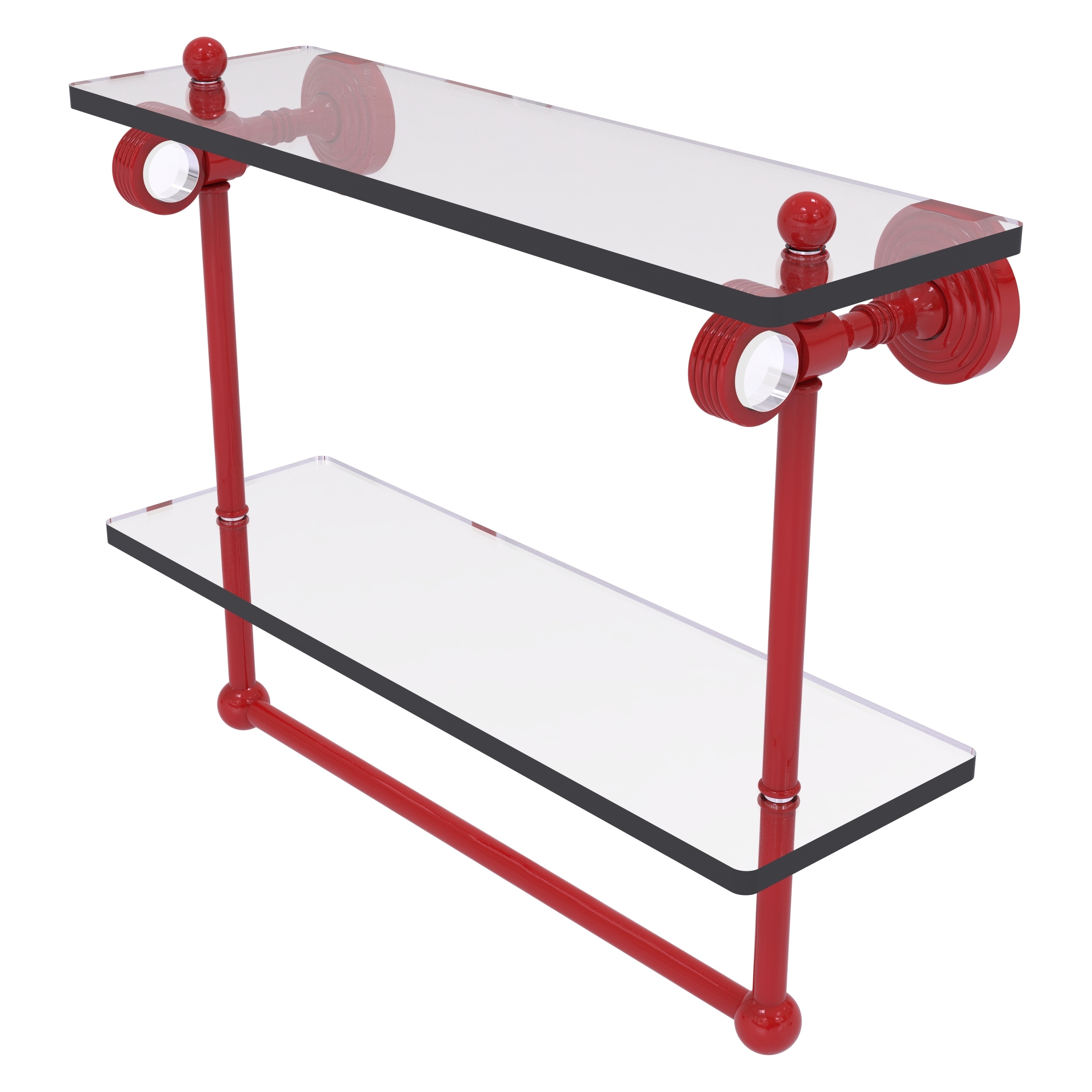 Allied Brass 16 Inch Double Glass Shelf with Towel Bar and Grooved