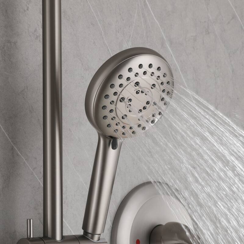 Modland High Pressure 5-Way 10'' Rain Shower Head Black with Handheld Shower Slide Bar
