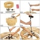 preview thumbnail 14 of 12, Ravy Farmhouse 6-Light Drum Rattan Chandelier Coastal Natural Pendant Light for Kitchen Dining Room - D 26" x H 15.7"