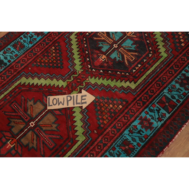 Hand Knotted Oriental 100% Wool Carpet Traditional Geometric Red Ardebil Runner Rug - 10' 8'' X 3' 4''
