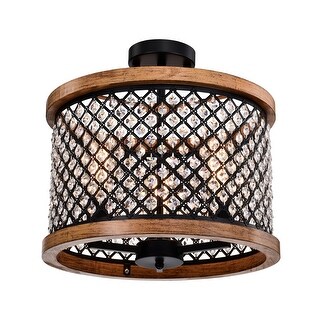 Denica 16 Inch Crystal Shade Semi Flush Mount 3-Light