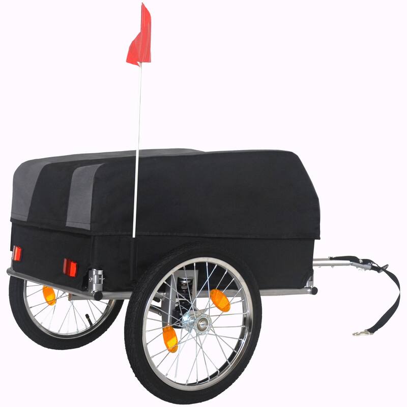 Heavy-Duty Bike Cargo Trailer with Removable Waterproof Cover - 88 lbs Capacity, 16" All-Terrain Wheels