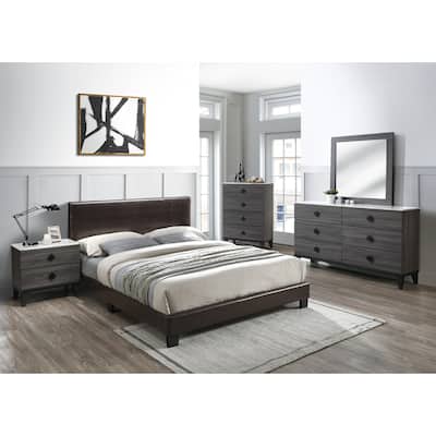 Faux Leather Upholstered Bed in Brown