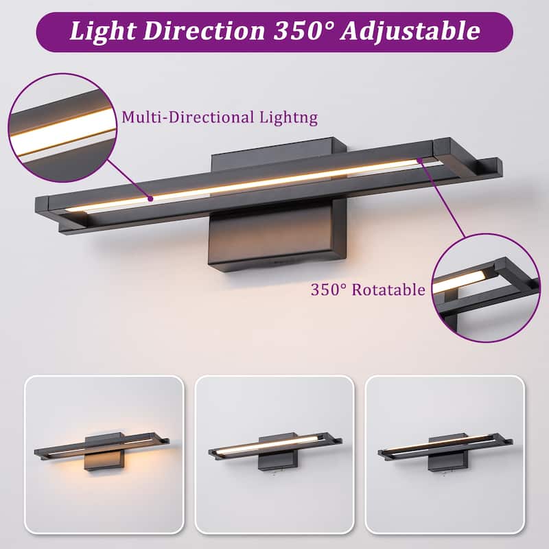 Modern Matte Black Linear Rectangular LED Wall Sconces Dimmable