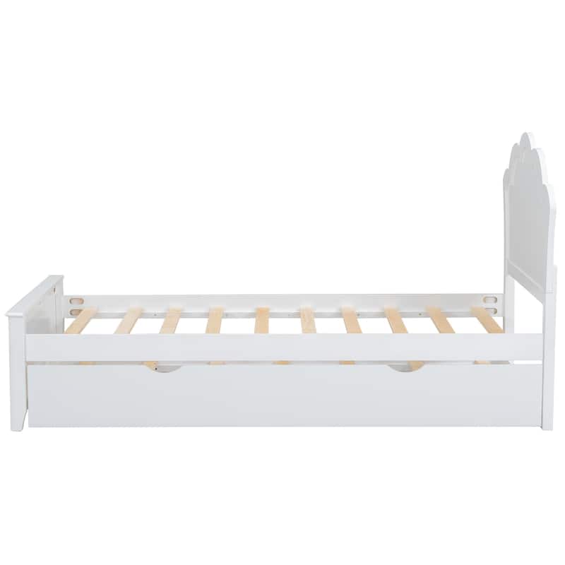 Bed Frame with Twin Size Trundle Bed and Headboard