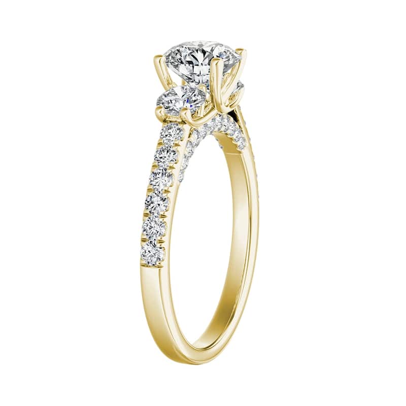 Auriya 14k Gold Round 3-stone Diamond Engagement Ring1 3/8ctw (G-H, VS1-VS2)