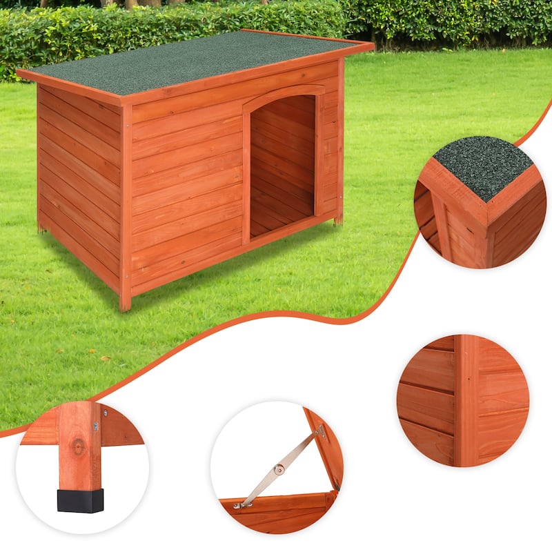 Natural Wood Color Large Size Waterproof Wood Dog House Pet Shelter