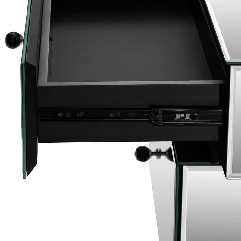 Mirrored 2-Drawer Nightstand with Modern Design