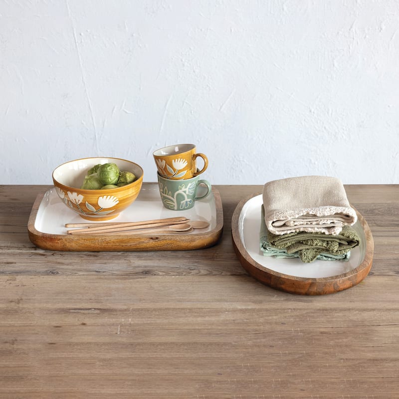 Enameled Mango Wood Tray