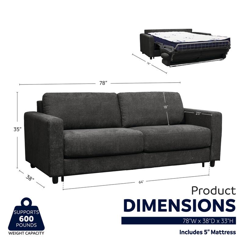 Stearns & Foster® Giotto 78 in. Full Sleeper Sofa with Memory Foam Mattress