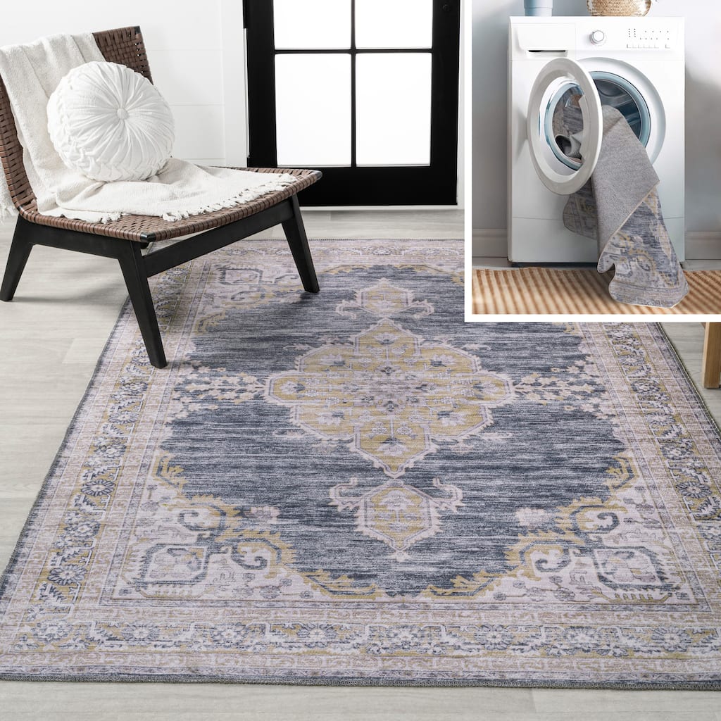 JONATHAN Y Chapell Cottage Medallion Machine-Washable Area Rug
