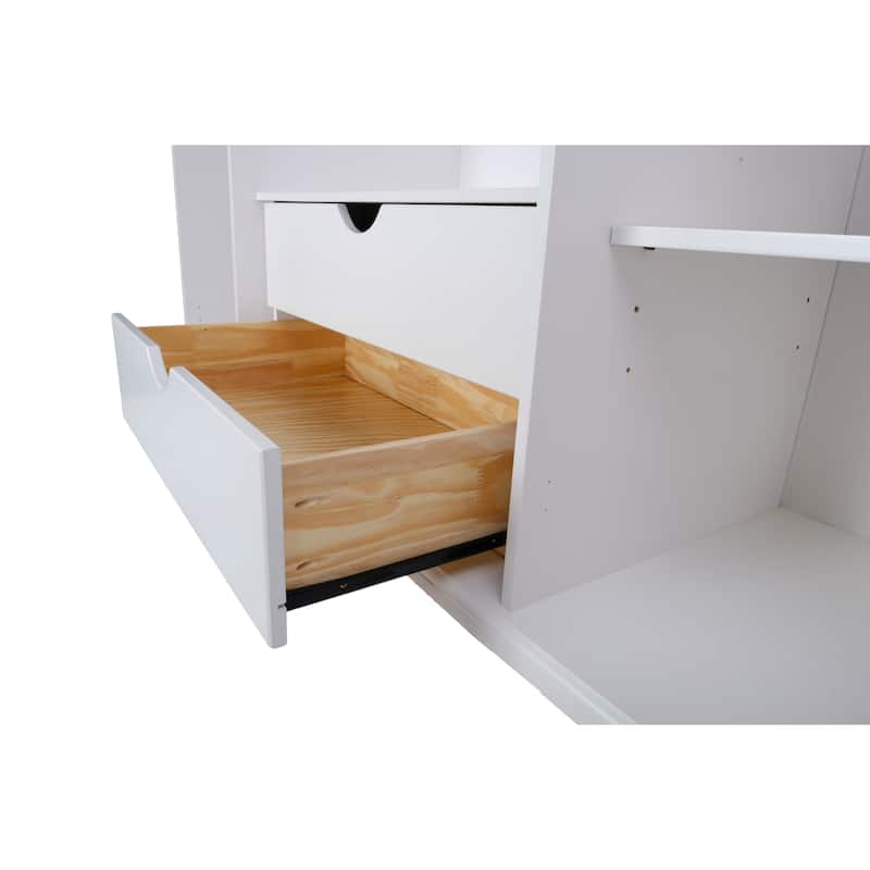 100% Solid Wood Kyle 3-Door Wardrobe Armoire with Mirrored Door