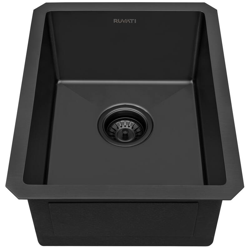 Ruvati 14-inch Gunmetal Black Stainless Steel Undermount Bar Prep Sink - RVH7114BL