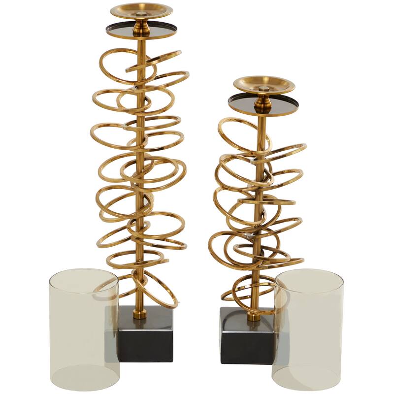 Gold Stainless Steel Candle Holder (Set of 2)