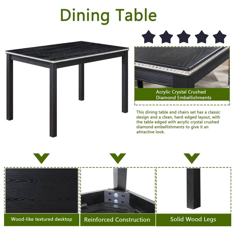 5-piece Wood Dining Counter Height Table and Chair Set