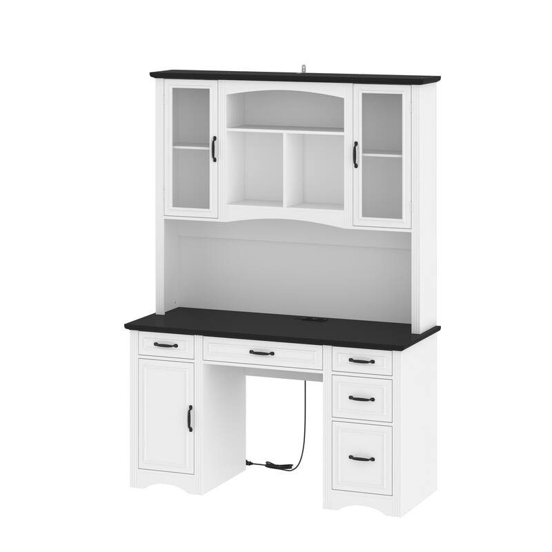 Executive Desk Computer Desk with Hutch Charging Station Workstation