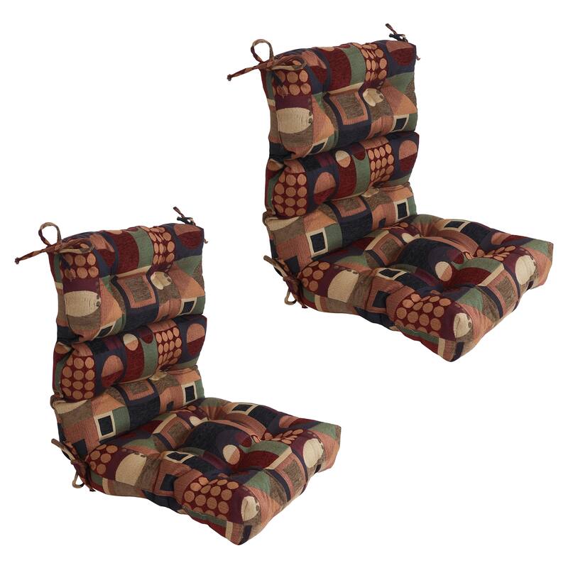 Jacquard Chenille Tufted Chair Cushion - 20 x 42 - Kaleidoscope - Set of 2