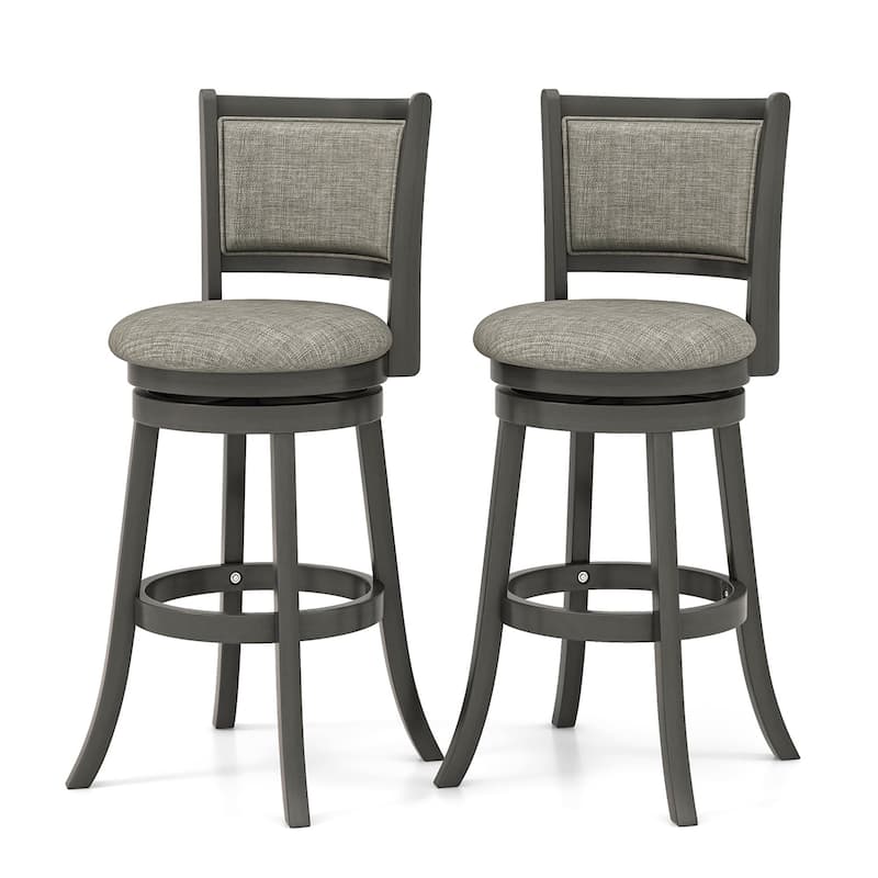 Gymax Swivel Bar Stools Set of 4 w/ Soft-padded Back & Seat Sturdy