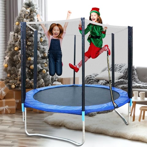 6FT/8 FT/10 FT/12 FT Kids Trampoline With Enclosure Net Jumping Mat And Spring Cover Padding