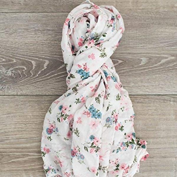 slide 2 of 3, 2 - Pack Floral Garden Muslin Swaddle Blankets - N/A Soft Pink