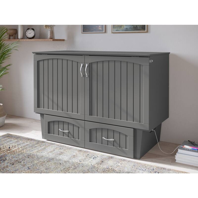 Murphy Bed Chest - Storage Drawer & USB Charger - Space Saving Furniture