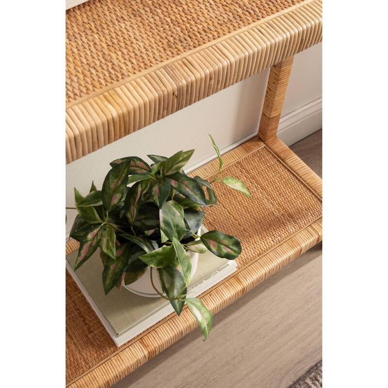 Kate and Laurel Raffina Rattan Console Table - 36x12x30