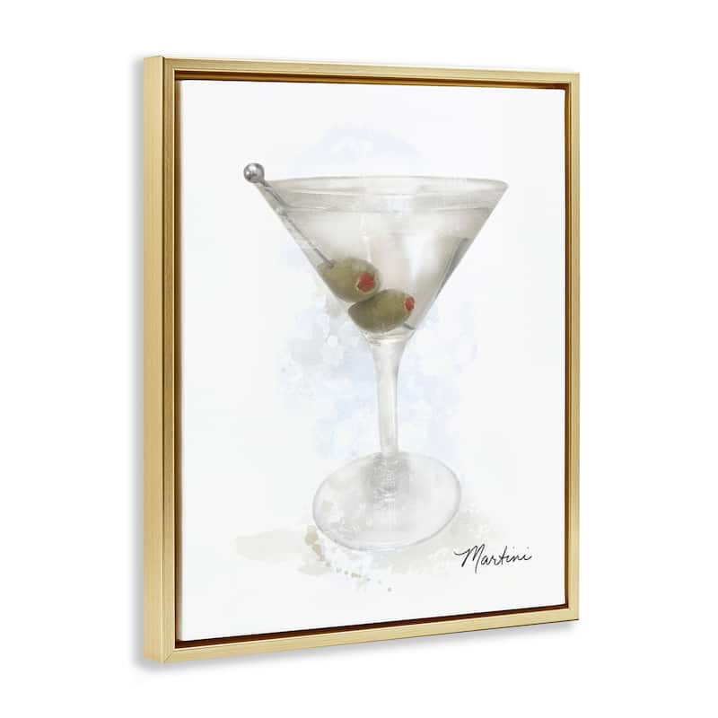 Stupell Soft Muted Martini Framed Floater Canvas Wall Art Design By Matthew Piotrowicz