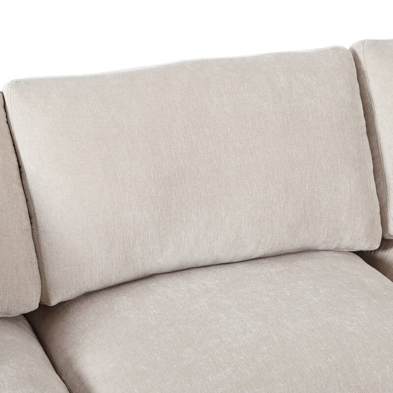 Modern 3-Piece Chenille Sectional Sofa with Curved Chaise and Comfortable Cushions for Living Rooms