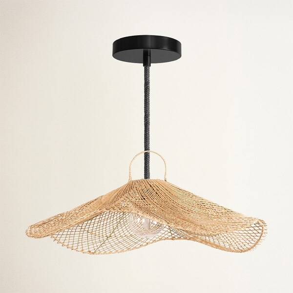 Lotus Rattan Pendant Light - Natural Large Sculptural 1-Light