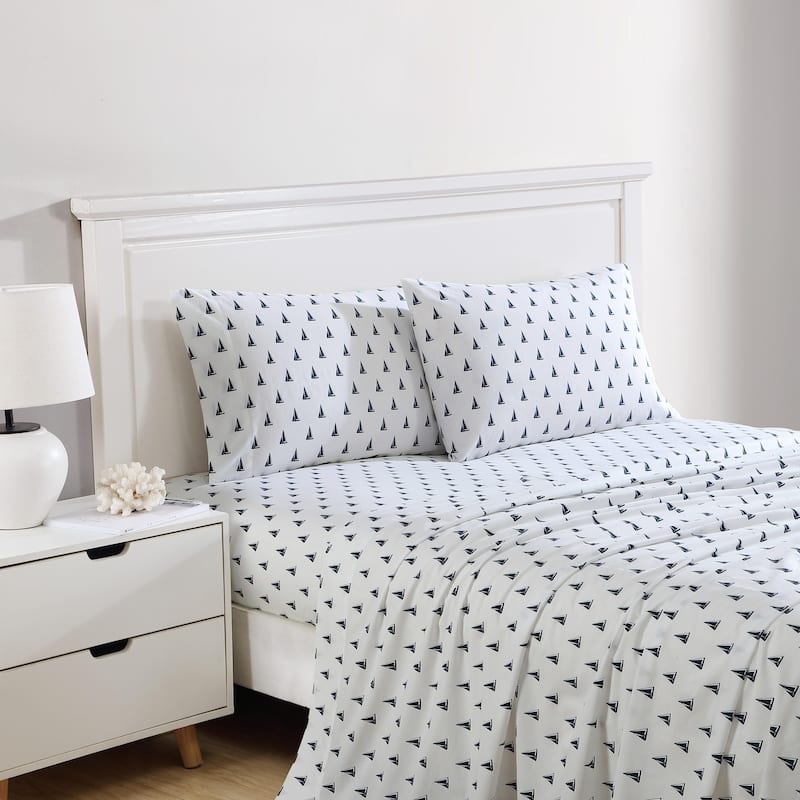 Nautica Cotton Percale Deep Pocket Bed Sheet Sets