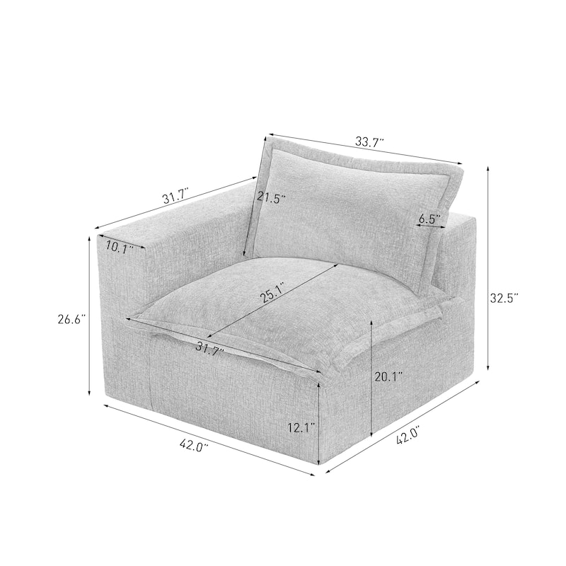 42"W Chenille Upholstered No Assembly Corner Chair