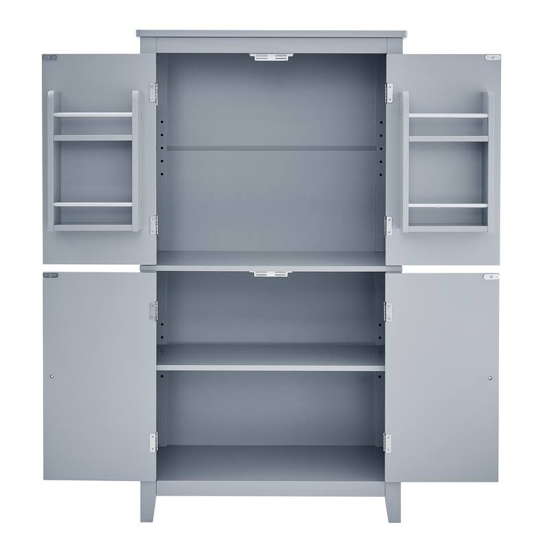 GDFStudio - Amelia Tall Freestanding Bathroom Cabinet with Adjustable Shelves and Secure Storage