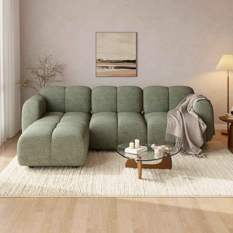 Christopher Knight Home - 3-Seater 90.94" L-Shaped Upholstered Sectional Sofa with Ottoman