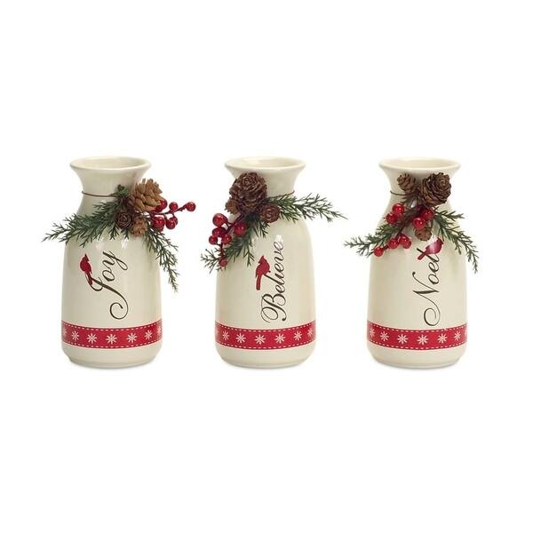 Shop Set Of 3 Red And White Cardinal Christmas Milk Bottle Table