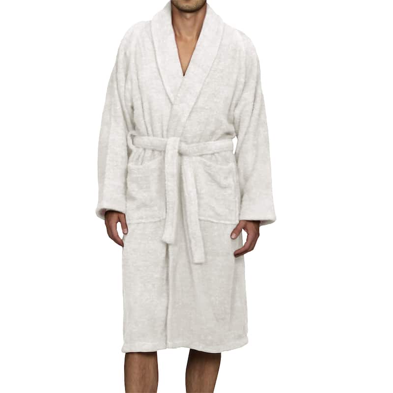 100% Cotton Soft Terry Adult Unisex Lightweight Bathrobe by Superior - Medium - White