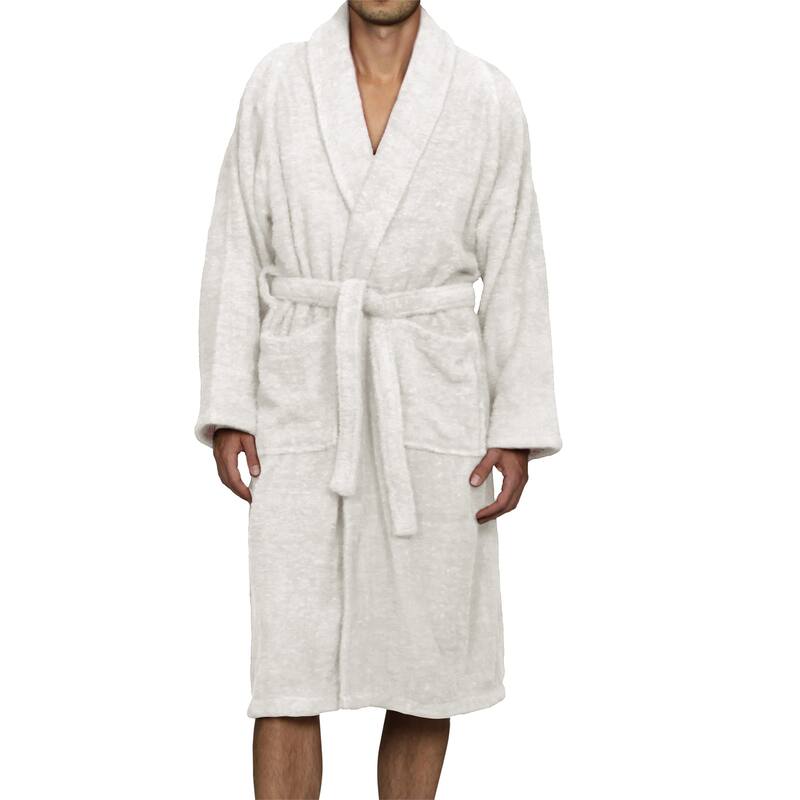 100% Cotton Soft Terry Adult Unisex Lightweight Bathrobe by Superior - Extra Large - White