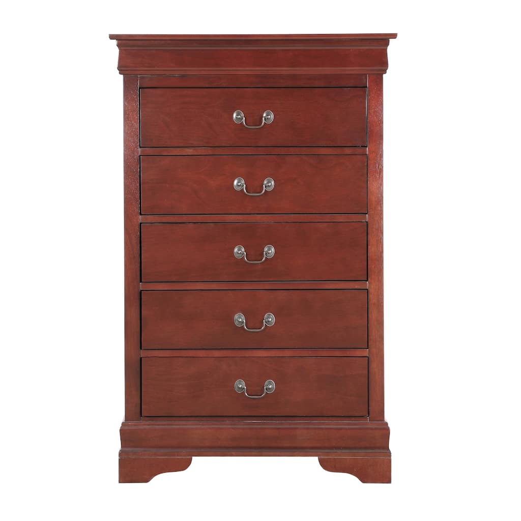 5-Drawer Wooden Bedroom Chest - 48" - Chestnut Brown