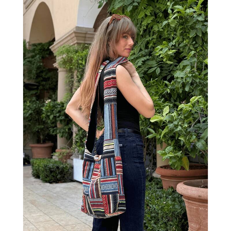 Kathmandu Collection Patchwork Striped Hobo Bag