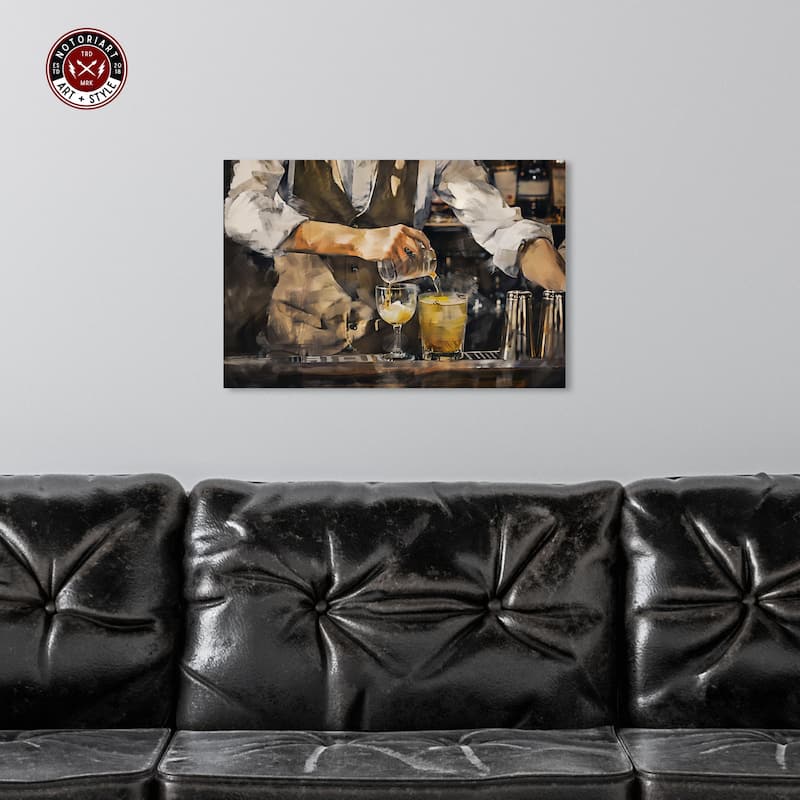 Notoriart Bartender Gallery Wrapped Bar Cart Art For Men